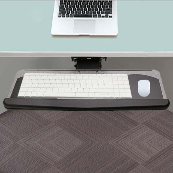 Verstelbare ergonomische toetsenbordplank, bureau-uitbreidingsplank met rails, 360 graden draaibaar, geweldig voor thuis en op kantoor