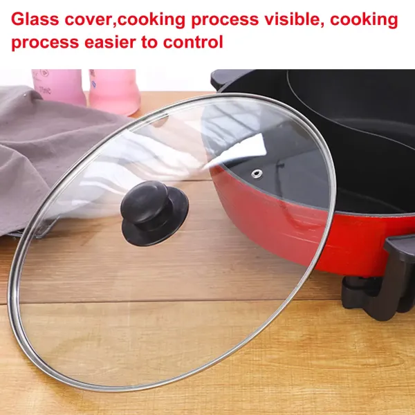 Steelpan met dubbele ketel 220V 1360W 6L met glazen deksel Inductie Compatibel Hittebestendig handvat Rood Steelpan met dubbele ketel 220V 1360W 6L met glazen deksel Inductie Compatibel Hittebestendig handvat Rood