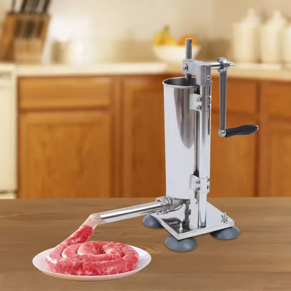 Worstvulmachine 3L aluminiumlegering Handmatige worstvullerspuit met 4 siliconen zuignappen met 4 roestvrijstalen vulbuizen en 7 buizen Worstvulmachine 3L aluminiumlegering Handmatige worstvullerspuit met 4 siliconen zuignappen met 4 roestvrijstalen vulbuizen en 7 buizen