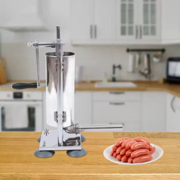 Worstvulmachine 3L aluminiumlegering Handmatige worstvullerspuit met 4 siliconen zuignappen met 4 roestvrijstalen vulbuizen en 7 buizen Worstvulmachine 3L aluminiumlegering Handmatige worstvullerspuit met 4 siliconen zuignappen met 4 roestvrijstalen vulbuizen en 7 buizen