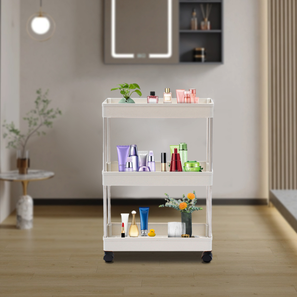 Verwijderbare draagbare plank, keuken trolley plank, badkamer trolley plank, 3 niveaus mobiele Clip-in, 38 * 12 * 62cm, wit