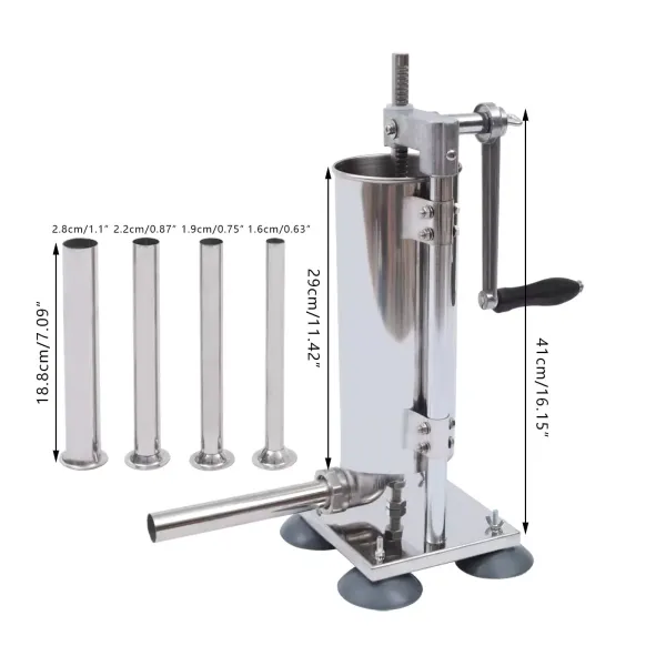Vulmachine, worstenmachine, 3L, verticaal, voorzien van 4 vulbuizen en 4 zuignappen