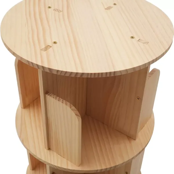 Houten draaibare boekenplank - Houten plank - 4 vakken voor kantoor en huishouden - Kleine bijzettafel