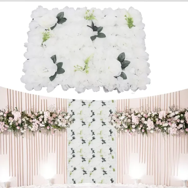 Set van 12 kunstbloemenwanden - 60 x 40 cm - wit - kunstbloemen