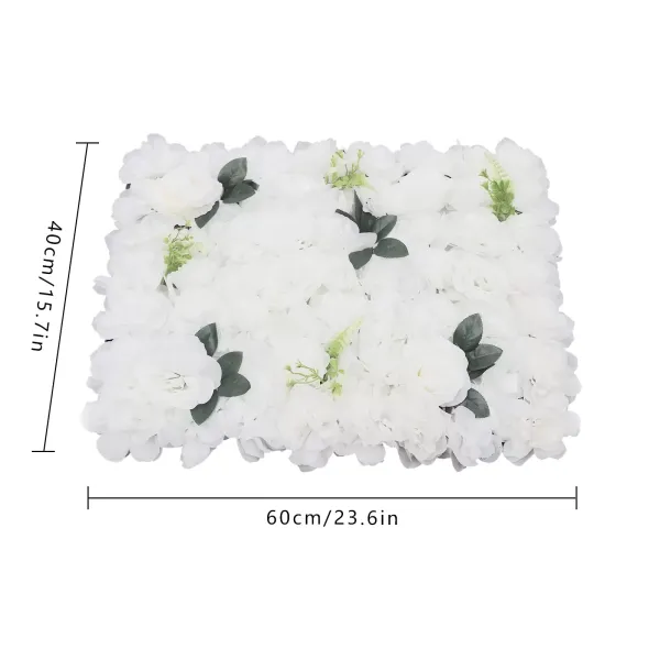 Set van 12 kunstbloemenwanden - 60 x 40 cm - wit - kunstbloemen