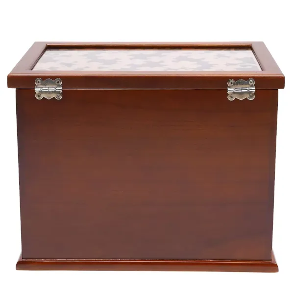 Bruine Houten Sieradendoos - 6 Niveaus - Groot - 30 x 18,5 x 25 cm - Met Klavertje Vier Patroon Bruine Houten Sieradendoos - 6 Niveaus - Groot - 30 x 18,5 x 25 cm - Met Klavertje Vier Patroon
