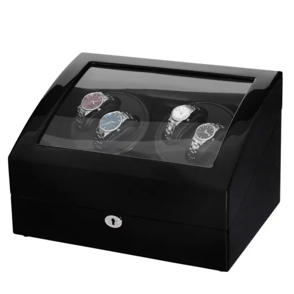 Automatische watchwinder - 10 slots - LED - 5 standen - voor horloges en ringen - Polyurethaan - Zwart Automatische watchwinder - 10 slots - LED - 5 standen - voor horloges en ringen - Polyurethaan - Zwart
