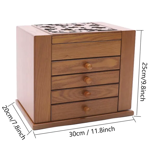 Houten sieradendoosje - 5 lagen - Sieradendoosje - met spiegel Houten sieradendoosje - 5 lagen - Sieradendoosje - met spiegel
