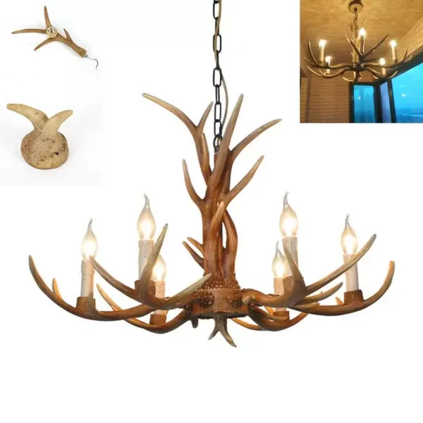 Hertengewei plafondlamp - Vintage stijl - Hars