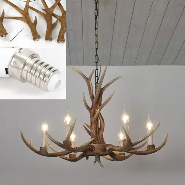 Hertengewei plafondlamp - Vintage stijl - Hars