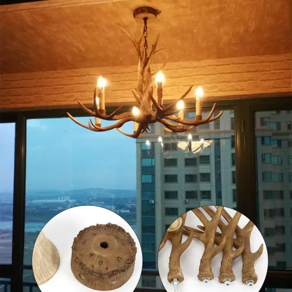 Hertengewei plafondlamp - Vintage stijl - Hars