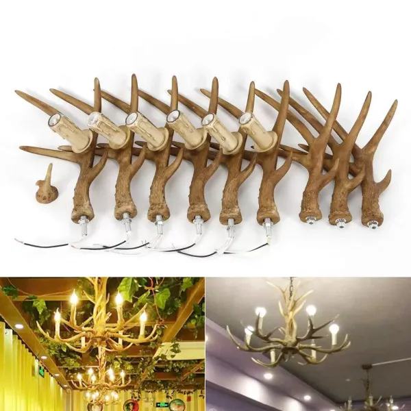 Hertengewei plafondlamp - Vintage stijl - Hars