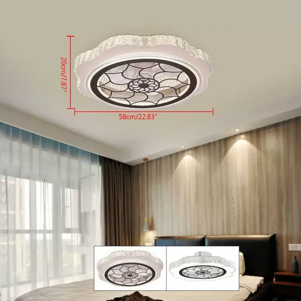 LED-plafondlamp met ventilator, moderne stille plafondlamp met afstandsbediening, dimbare ventilator, voor woonkamer, slaapkamer, eetkamer