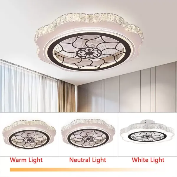 LED-plafondlamp met ventilator, moderne stille plafondlamp met afstandsbediening, dimbare ventilator, voor woonkamer, slaapkamer, eetkamer