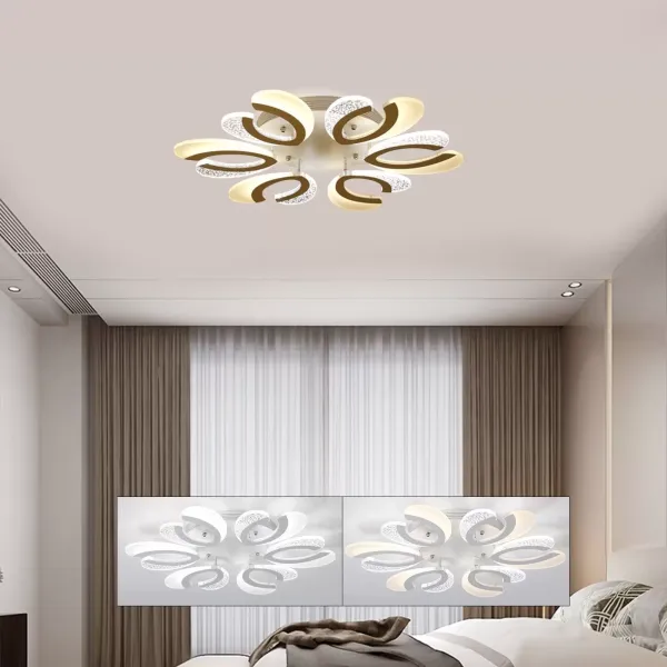 Moderne 6-armige bloemvormige LED-lamp, dimbare acryl LED-verlichting (72W)