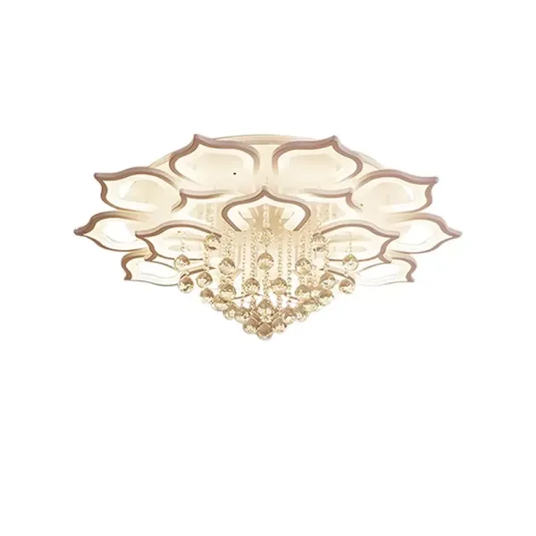Moderne LED-plafondlamp met dimbare afstandsbediening, kristallen bloemblaadjes, 16 lampen