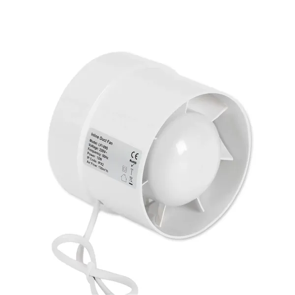 CNCEST badkamer buisventilator met kogellager 100/125/150 mm voor toilet, badkamer, kas, keuken, rond, 100 mm