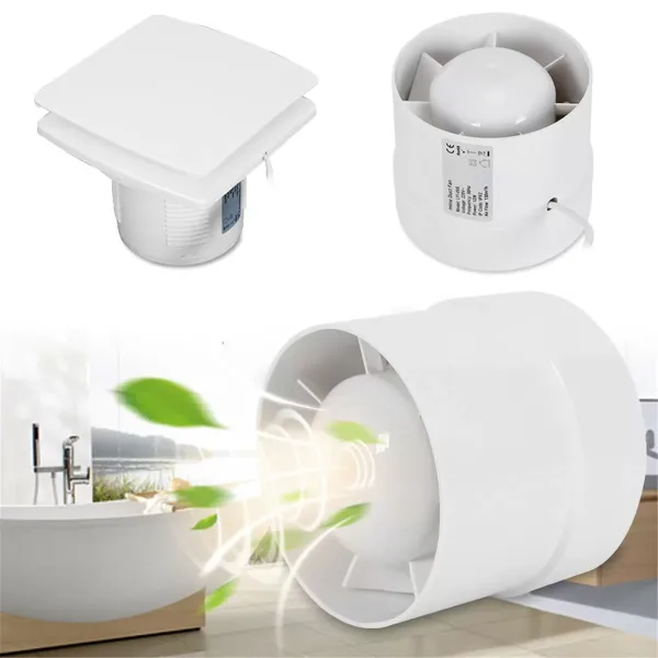 CNCEST badkamer buisventilator met kogellager 100/125/150 mm voor toilet, badkamer, kas, keuken, rond, 100 mm