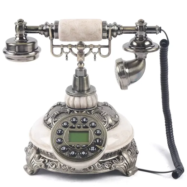 Vaste telefoon in retrostijl. Vintage vaste telefoon met selectieglas voor thuis en op kantoor