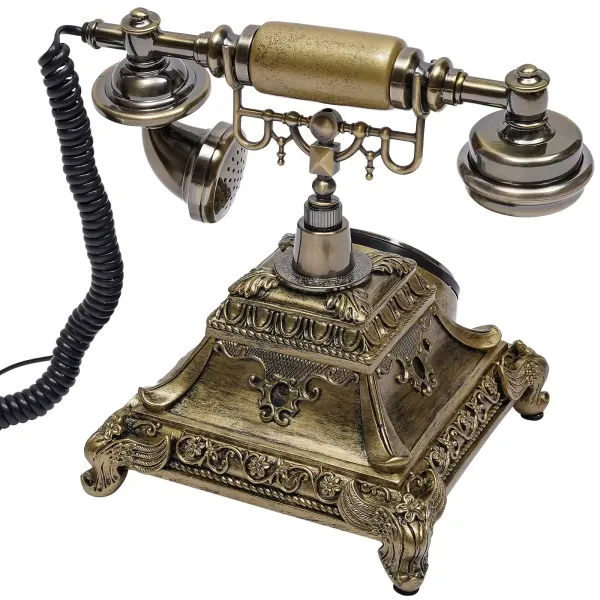 Vaste bureautelefoon in retrostijl met vintage selectieglas, met snoer voor thuiskantoortelefoon