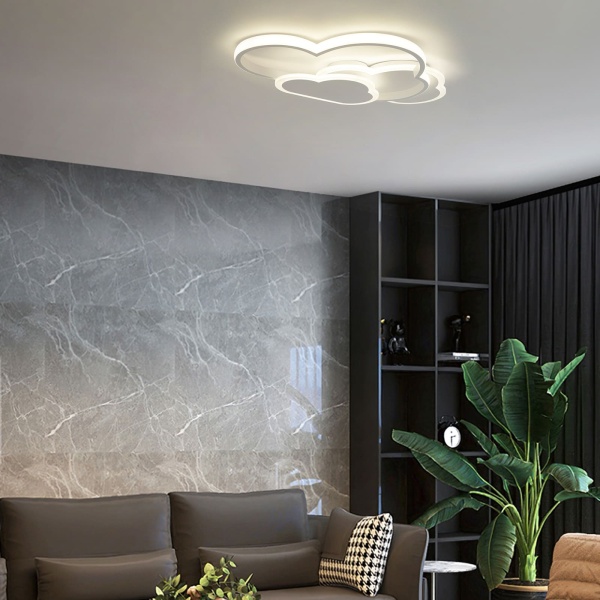 LED-plafondlamp van 45 W, modern, eenvoudig, aluminium, acryl, wolkvorm, dimbaar