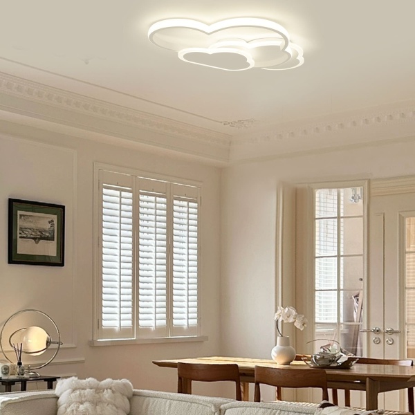 LED-plafondlamp van 45 W, modern, eenvoudig, aluminium, acryl, wolkvorm, dimbaar