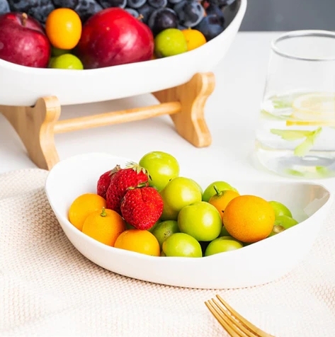 Keramisch fruitdisplay met 3 niveaus, veelzijdig voor fruit, snacks en gebak Keramisch fruitdisplay met 3 niveaus, veelzijdig voor fruit, snacks en gebak