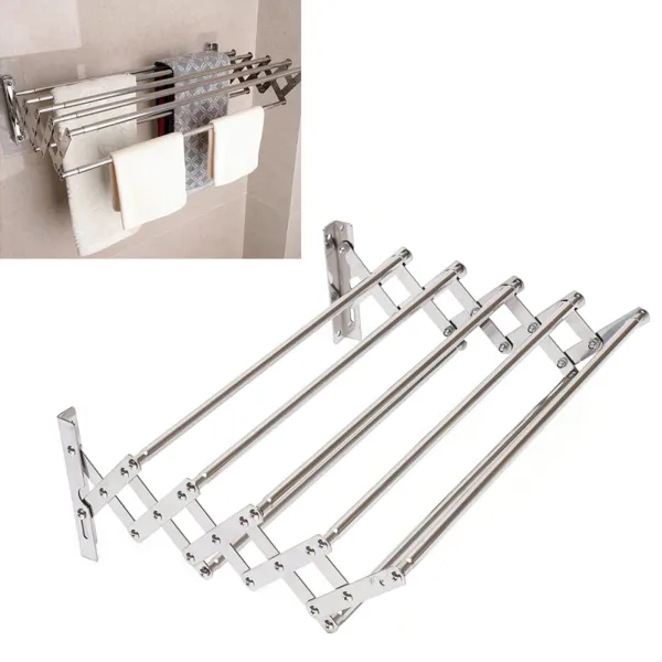42-80cm Wandgemonteerd wasdroogrek, kledinghangerrek, intrekbaar kledingrek