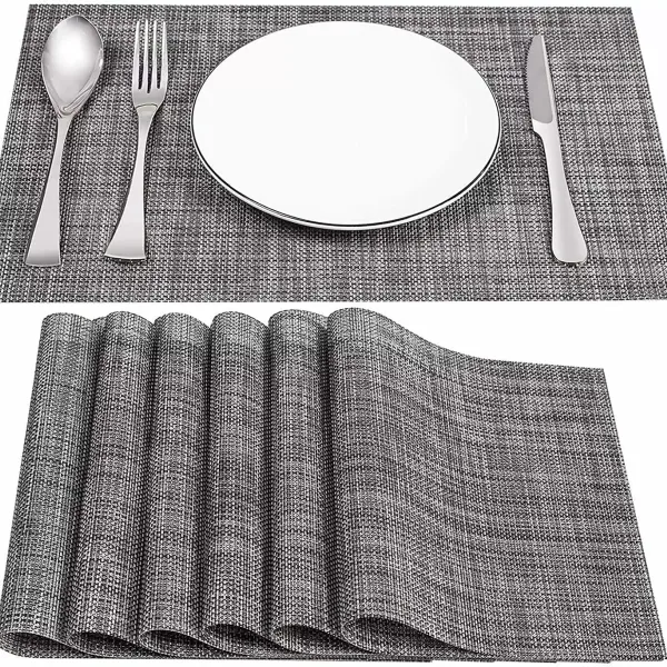 Placemats Set van 4 antislip wasbare placemats 45x30cm PVC hittebestendige placemats voor keukenrestaurant (grijs)