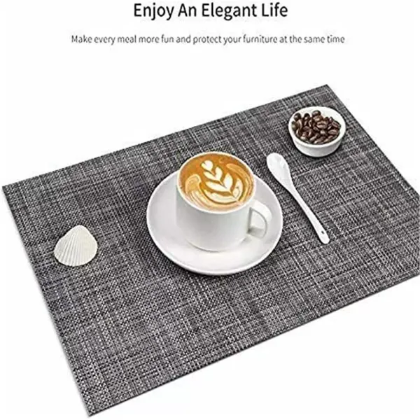 Placemats Set van 4 antislip wasbare placemats 45x30cm PVC hittebestendige placemats voor keukenrestaurant (grijs)