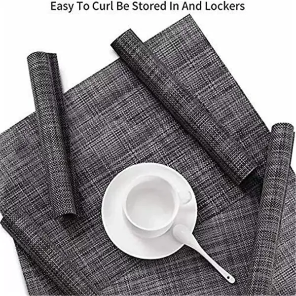 Placemats Set van 4 antislip wasbare placemats 45x30cm PVC hittebestendige placemats voor keukenrestaurant (grijs)