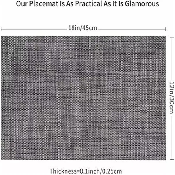 Placemats Set van 4 antislip wasbare placemats 45x30cm PVC hittebestendige placemats voor keukenrestaurant (grijs)