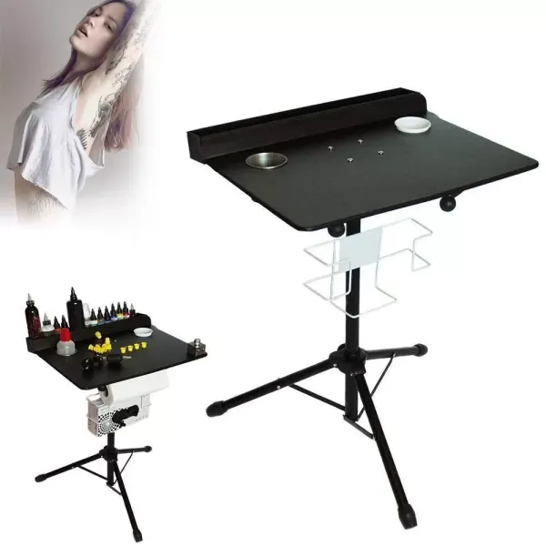 Professionele desktop verstelbare vaste tattoo-statief ijzeren mobiele standaard met verwijderbare achterbak voor beginners