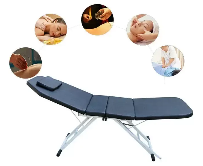 Spabed Massagetafel - Opvouwbaar - Met gezichtsgat - In hoogte verstelbaar - 3 secties - 182 x 60 x 60 cm - PVC schoonheidsbed