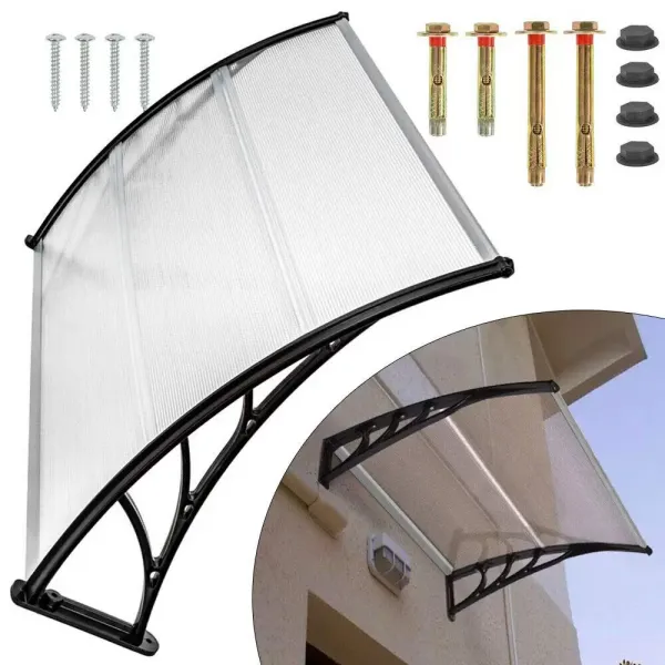 Lichtdoorlatende luifel 115 cm - Gemaakt van polycarbonaat - Met bevestigingsmateriaal - Weerbestendig - Eenvoudige montage (breedte: 120 cm)