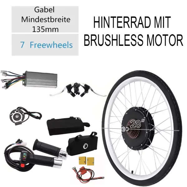 28 inch elektrische fiets ombouwset 48V 1000W motorcontroller E-bike achterwielset