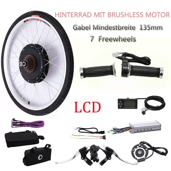 26" 36V 800W achterwiel elektrische fietsmotor ombouwset E-bike LCD-scherm