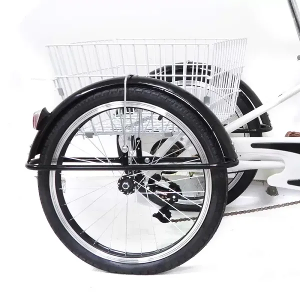 20 inch 3 wielen driewieler volwassen driewieler enkele snelheid + mandfiets witte fiets