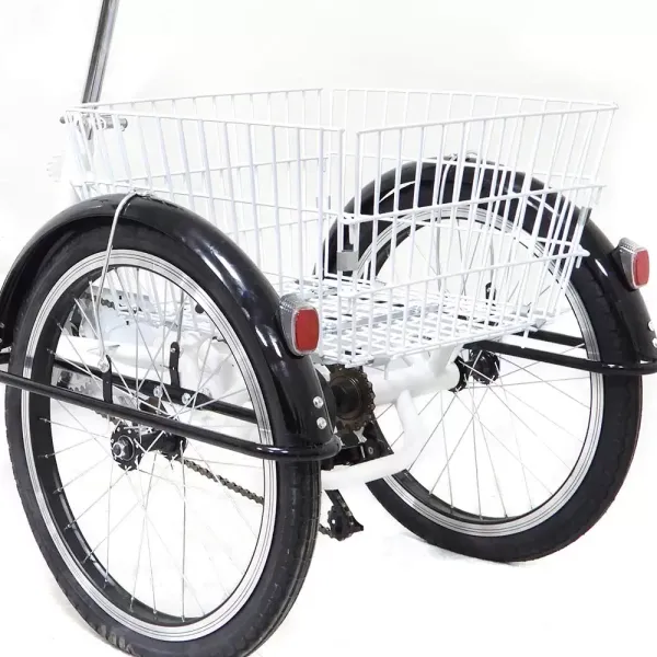 20 inch 3 wielen driewieler volwassen driewieler enkele snelheid + mandfiets witte fiets