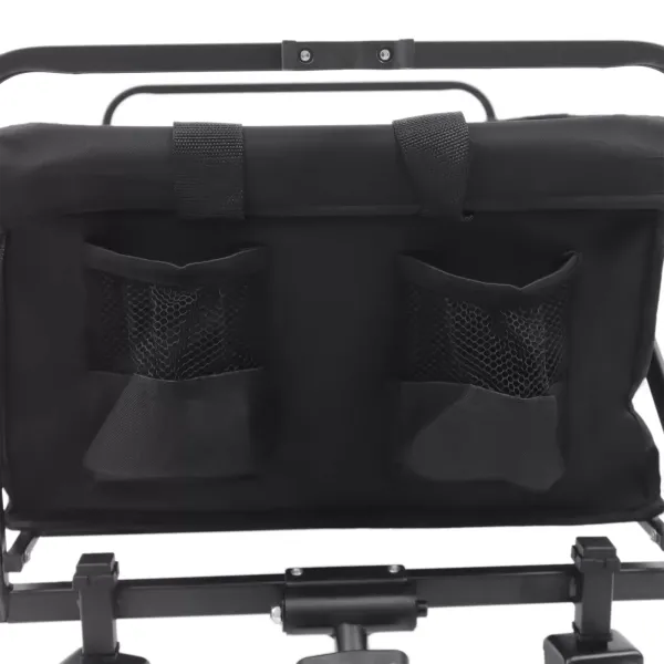 Opvouwbare tuin-strandtransportwagen met 5" rubberen wielen, verstelbare handgreep en 2 bekerhouders (zwart) Opvouwbare tuin-strandtransportwagen met 5" rubberen wielen, verstelbare handgreep en 2 bekerhouders (zwart)