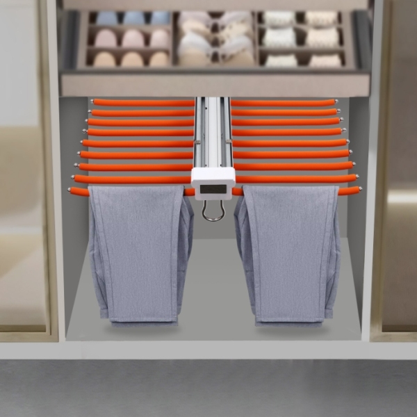 Broekrek met dubbele rij - wit + oranje gevlokt, 22 palen, belasting 15 kg, hoogwaardige aluminiumlegering