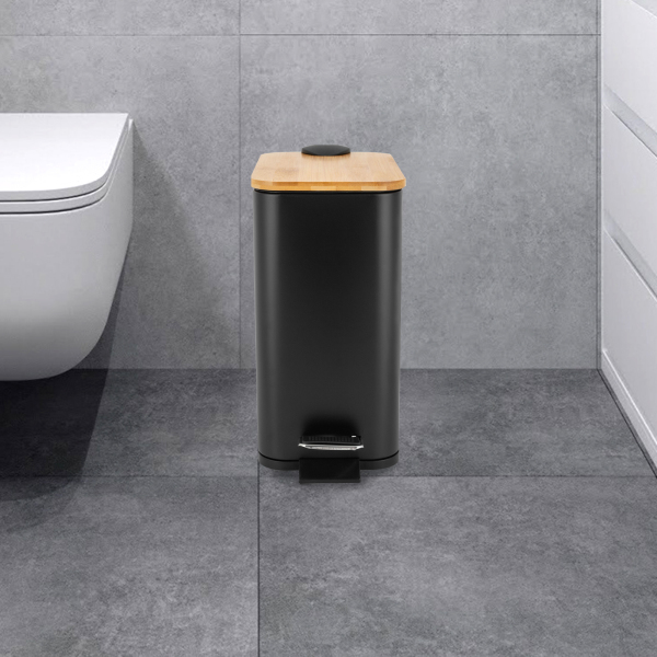 Pedaalprullenbak - Cosmetische prullenbak - Badkamerprullenbak - Prullenbak voor keuken en badkamer (zwart)