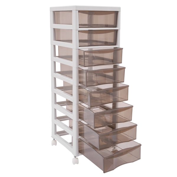 Opberglade met 8 niveaus, 30 x 40 x 80 cm, kaki bureau-organizer