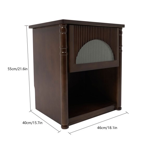 Kast, tweelaags nachtkastje, 46*40*55cm, walnootkleur Kast, tweelaags nachtkastje, 46*40*55cm, walnootkleur
