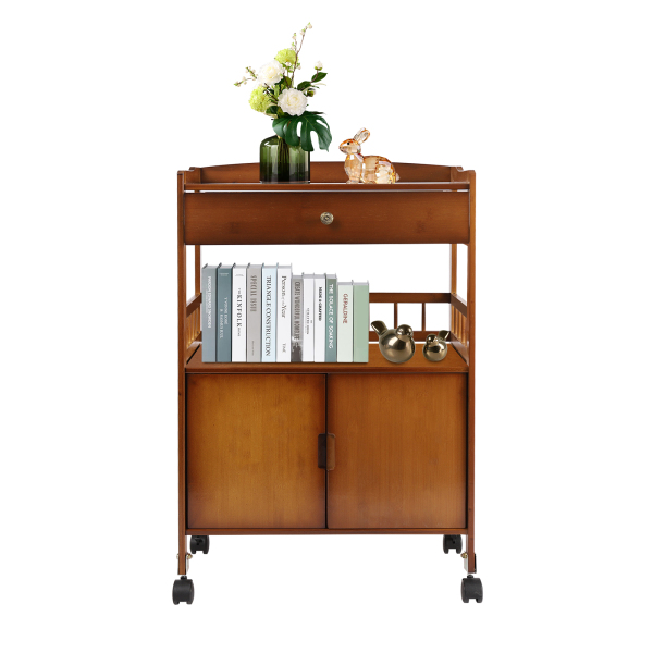 52*30*80cm Trolley, Ladekast, Opbergkast met Wielen voor Keukens en Restaurants, Woonkamer - Theekleur
