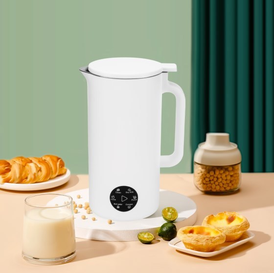 Sojamelkmaker, 350 ml sojamelkmaker met roestvrijstalen mes voor het koken van granen, 220V (wit)