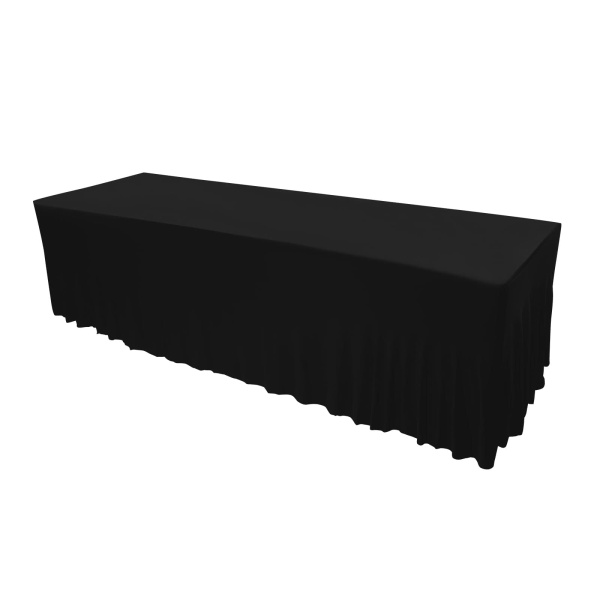 Set van 2 rechthoekige tafelkleden met ruches voor bruiloft, feest, banket, eetkamer, 96 x 30 inch, zwart