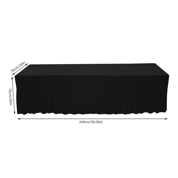 Set van 2 rechthoekige tafelkleden met ruches voor bruiloft, feest, banket, eetkamer, 96 x 30 inch, zwart