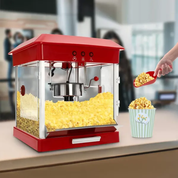 Popcornmachine Professionele Popcorn in RVS Pot Maïsplukker 800W 220V Rood Popcornmachine Professionele Popcorn in RVS Pot Maïsplukker 800W 220V Rood