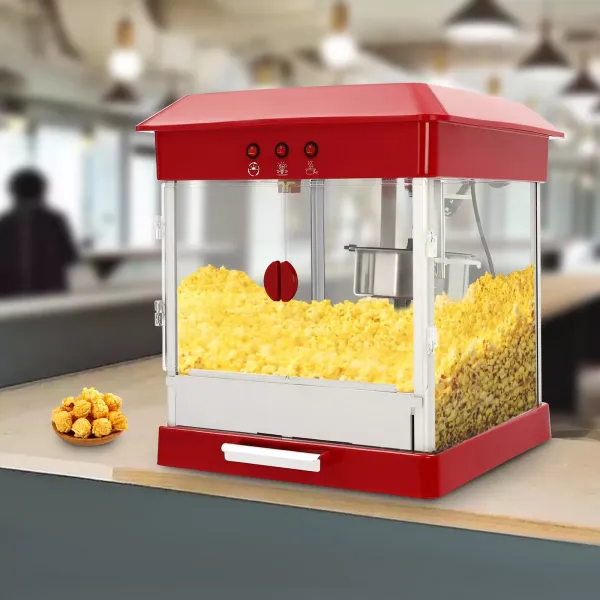 Popcornmachine Professionele Popcorn in RVS Pot Maïsplukker 800W 220V Rood